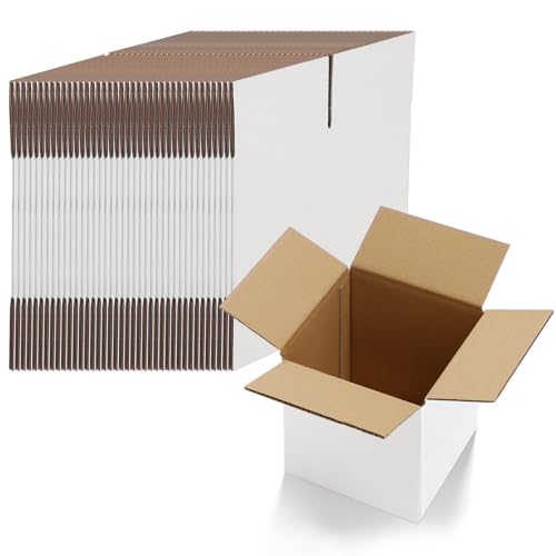 HORLIMER 40 Pack 6x6x6 Shipping Boxes, White Corrugated Cardboard Box for Mailing, Packaging, Small Business - color: White, size: 6" x 6" x 6"