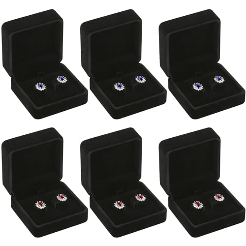 LETURE 6 Pieces Velvet Jewelry Gift Boxes for Necklace Pendant Bracelet Ring Earring, Jewelry Storage Display Case for Christmas Wedding Engagement Birthday Anniversary (Earring Box -6PCS) - color: Earring Box -6PCS