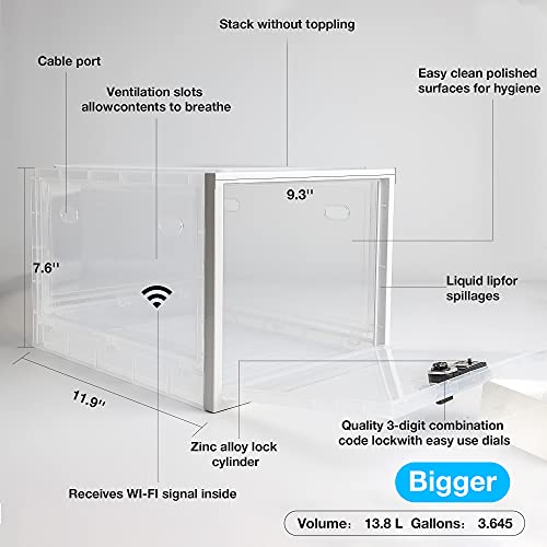 BUG HULL Large Capacity Medication Lock Box, Fridge Lock Box for Medicine Safe, Locking Medicine Box with Code for Snack, Food and Home Safety - color: White