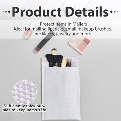 Henoyso 100 Pcs White Bubble Mailer 4 Sizes Self Adhesive Padded Envelopes - color: White