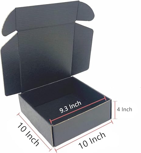 Black Shipping Boxes 10x10x4 Inch Cardboard Storage Mailer Box 15 Pack - size: 10 x 10 x 4 Inch/15 pcs