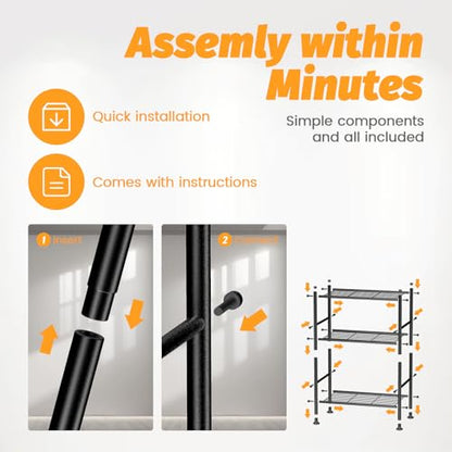 Abiglifty Storage Shelves, 3-Tier Metal Shelving, Wire Shelving with Adjustable Leveling Feet, Shelf Organizer for Bathroom, Closet, Garage - size: 3 Tier