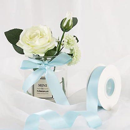 Baby Blue Satin Ribbon 1 Inch X 25 Yards, Double Face - color: Baby Blue