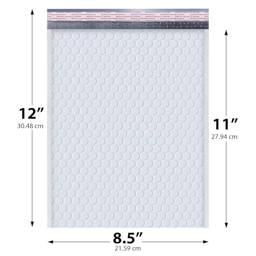 Arctic White Bubble Mailers 8.5x12 Poly Padded Envelopes #2 100 Pack - color: Arctic White, size: 8.5"x12" / 100 Pack