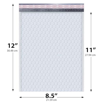 Arctic White Bubble Mailers 8.5x12 Poly Padded Envelopes #2 100 Pack - color: Arctic White, size: 8.5"x12" / 100 Pack