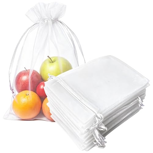100pc Sheer Organza Mesh Drawstring Gift Favor Bags 4x6 Inch White - color: White 4x6in 100pcs