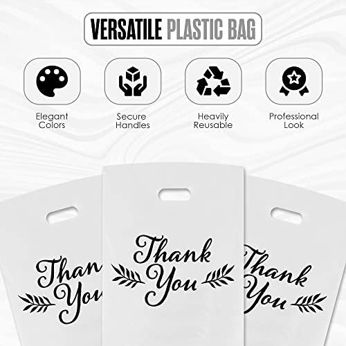 Thank You Merchandise Bags, 1.75 Mil Thick, 20" x 22", 100 Pk, White, Black - color: White, size: 20" x 22"