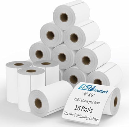 9527 Product 4x6 Blank Direct Thermal Shipping Labels for Zebra 2844 Zp-450 Zp-500 Zp-505 Direct Thermal Labels Printers, Eltron Printer, 250 Label per Roll,Total 16 Rolls 4000 Label - color: Roll, size: 16 Rolls | 4000 Labels
