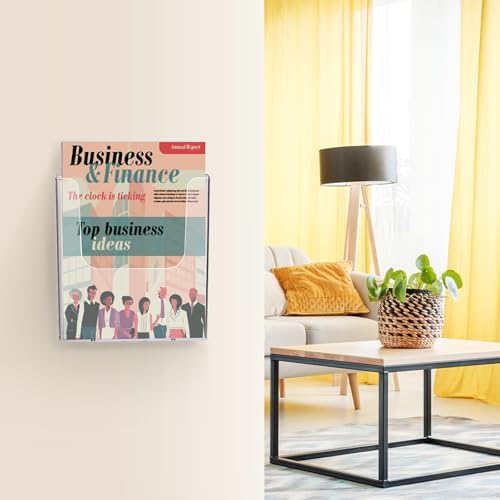 3 Pack Acrylic Brochure Holder, 8.5 x 11 Inch Brochure Holder Wall Mount, Clear Literature Organizer Pamphlet Flyer Display Plastic Magazine Holders for Wall