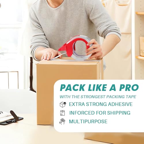 KAMOTA Packing Tape with Dispensers, 18 Rolls 2 Inch Wide Shipping Tape - size: 2"-18 Rolls