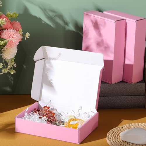 Qilery 100 Pcs 9 x 6 x 2 Inches Shipping Boxes, Pink - color: Pink, size: 9 x 6 x 2 Inches