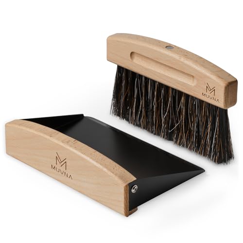 Coffee Brush and Dust Pan Set, Magnetic, Horsehair, Wood, Black - color: Black, size: Upgraded