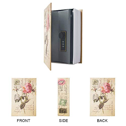 Small Sized Diversion Book Safe Storage Box, Dictionary Secret Safe Can with Security Combination Lock/Key, Diversion Book Hidden Safe (Combination, Rose) - style: Rose-Combination
