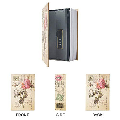 Small Sized Diversion Book Safe Storage Box, Dictionary Secret Safe Can with Security Combination Lock/Key, Diversion Book Hidden Safe (Combination, Rose) - style: Rose-Combination