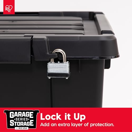 IRIS USA 6-Pack 5 Gal Heavy Duty Lockable Storage Totes with lids, Black - color: Black, size: 5 Gal - 6 Pack
