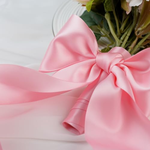 Pink Double-Faced Satin Ribbon, 3 Inch x 10 Yards - color: Pink