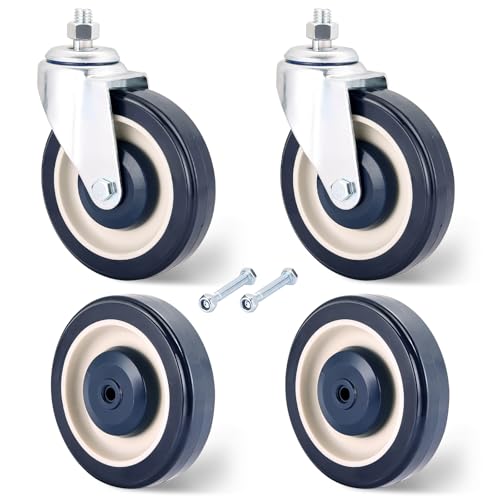 Shopping Cart Wheels Replacement Kit, 5 Inch 4 Pack - color: Blue