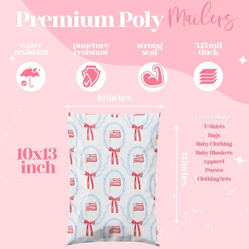 Pretty Package Store Poly Mailers 10x13, American Flags, 100 Pack - color: American Flag, size: 10x13