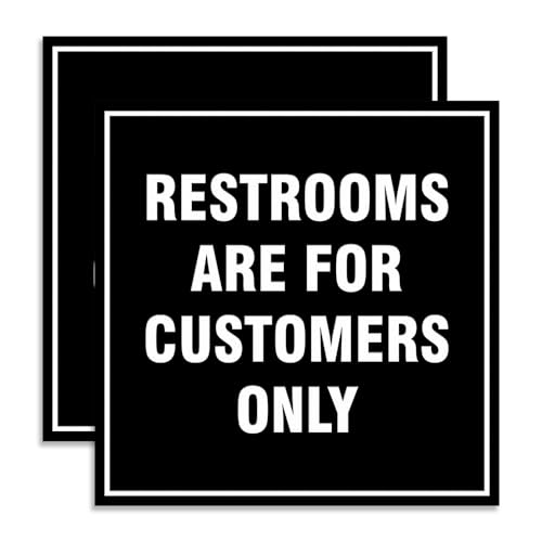 Signs ByLITA Square Restrooms Are For Customers Only Sign (Black) - Small 2 Pack - color: Black, size: 4 x 4" - Small (2 Pack)