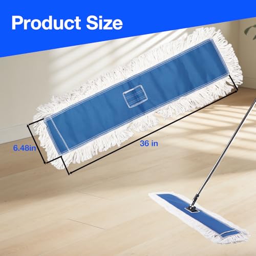 36 inch (1-Cotton 1-Fiber) Microfiber Dust Mop Head Replacements Pads, Large Commercial Mop Head Replacement for Industrial Dust Mop Head Floor Cleaning, Office, School, Restaurant, Hospital Reusable - size: 1-Cotton-1-fiber