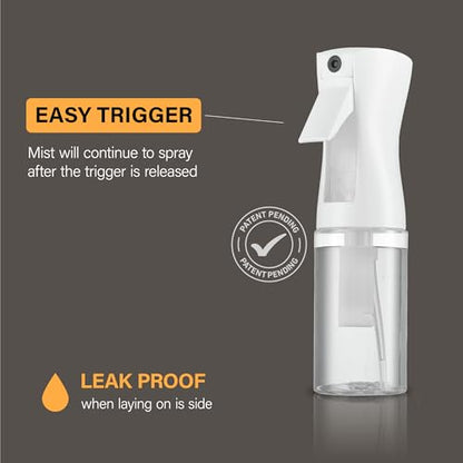 SUPER+ 2 Pack Continuous Spray Bottles - Ultra Fine Mist Sprayer | Water Spray Bottle For Hair Mister Spray Bottle | Hair Spray Bottles For Hairstyling, Cleaning, Salons - 2pk 6.8 OZ / 200 ML - size: (2-Pack) - 6.8 Oz
