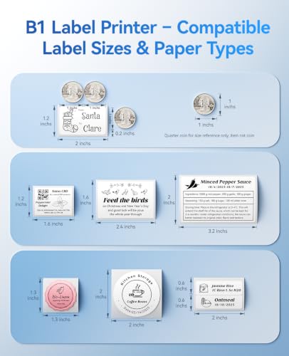 NIIMBOT B1 Label Maker, 2Inch Bluetooth Label Printer for Home, Blue - color: Blue, size: Printer+Tape
