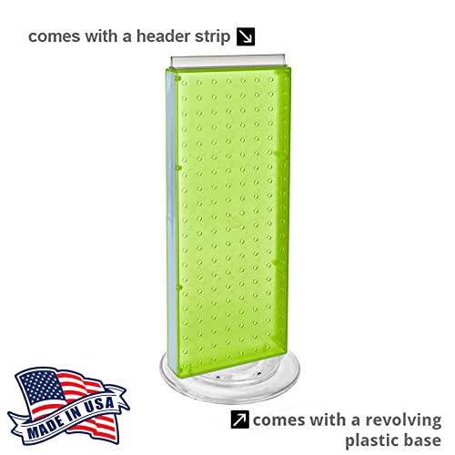 Azar Displays 700508-GRE-4C16 8-Inch W by 20-Inch H Revolving Black Pegboard Counter Display with 16-Pack of 4 inch Locking Hooks, Green - color: Green, style: Pegboard + Hooks
