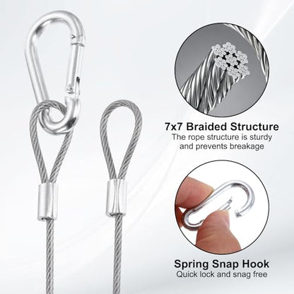 PATIKIL 9" Safety Cable Lock Security Wire Ropes w 10 Spring Buckle 5Pcs - color: Clear, size: 9 Inch