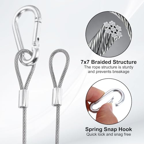 PATIKIL 40" Safety Cable Lock Security Wire Ropes w 10 Spring Buckle 5Pcs - color: Clear, size: 40 Inch