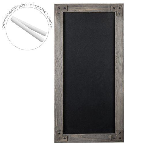 MyGift Wall Mounted Large Chalkboard Sign with Gray Wood Frame - color: Gray