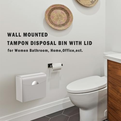 Sanitary Napkin Disposal Receptacle,9.4x7.8x3.5 inches Silver - color: Silver