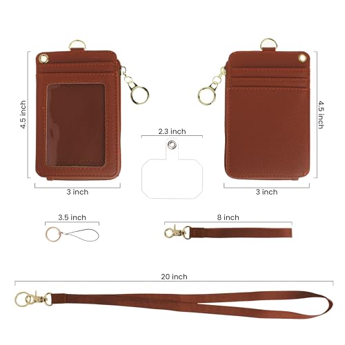 MONDO DESIGNS 2-in-1 ID Badge Holder Lanyard Wallet - Brown - color: Brown