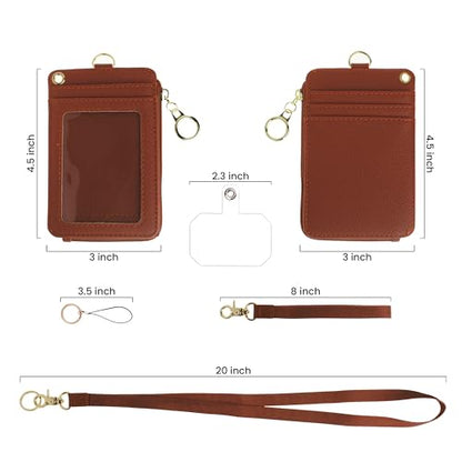 MONDO DESIGNS 2-in-1 ID Badge Holder Lanyard Wallet - Brown - color: Brown