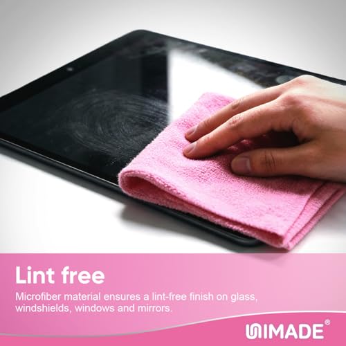 UNIMADE Microfiber Cleaning Cloth, 100 Sheets Microfiber Towels for Cars - color: Pink