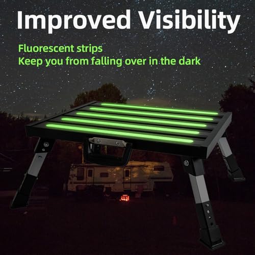 19 x 14.5 in RV Step Stool, Adjustable Aluminum Platform - color: Black Large