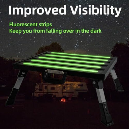 19 x 14.5 in RV Step Stool, Adjustable Aluminum Platform - color: Black Large