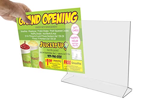 Marketing Holders Acrylic Sign Holder for 11" x 8.5" Horizontal Literature Clear Top Load Double Sided Advertisement Display for Countertops in Retail Stores Hotels Offices and Restaurants - size: 8"W x 2"H Bottom Load