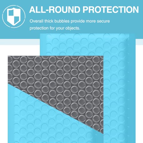 Famagic Blue Bubble Mailers 4x8 for Shipping & Cards, 50pc, Usable 4x7 - color: Light Blue, size: 4x8 50pcs