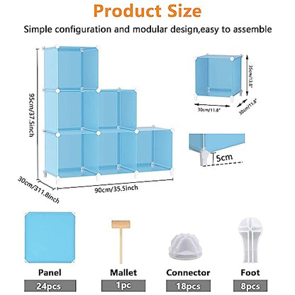AWTATOS Cube Storage Organizer, Closet Organizers, 6 Cube Shelf, Blue - color: Blue