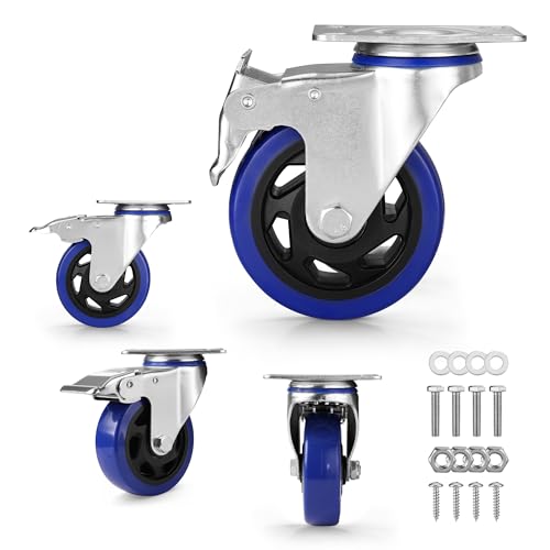 WORKPRO 4" Caster Wheels, 2200 LBS Heavy Duty Swivel Casters, Set of 4 - style: 4 Inch