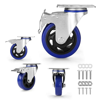 WORKPRO 4" Caster Wheels, 2200 LBS Heavy Duty Swivel Casters, Set of 4 - style: 4 Inch