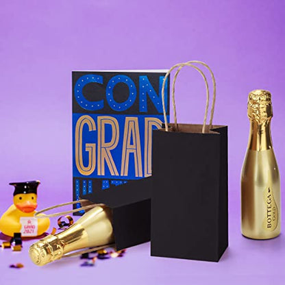 BagDream Mini Gift Bags with Handles 3.5x2.4x6.7 Inch Black 100 Bulk Pack - color: Black
