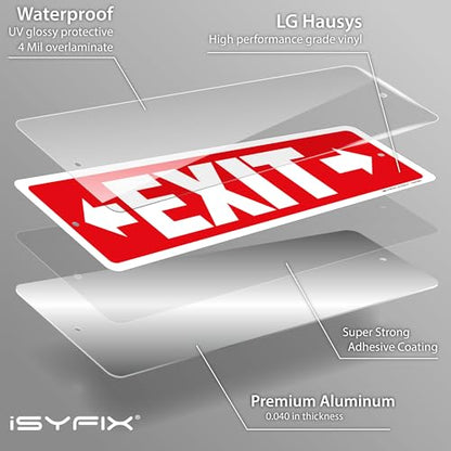 iSYFIX Exit Signs 2 Pack 12x4 Inch with Right & Left Arrows - color: Metal Right&Left, size: 2 Pk 12x4