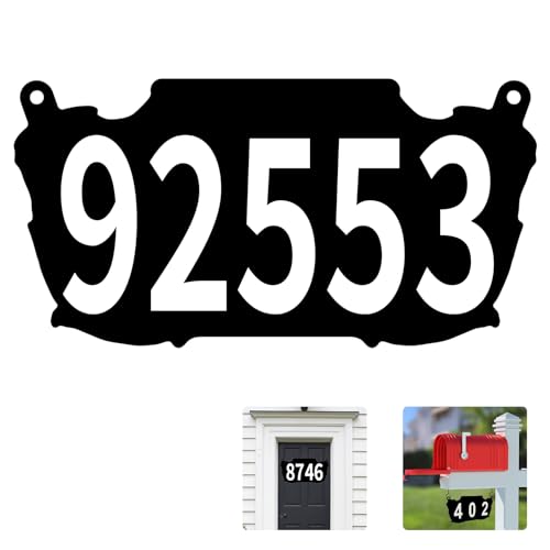 Double sided Metal Mailbox Numbers, Address Plaque - color: Black(hanging)