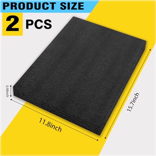 2 Pcs 12 x 16 x 1INCH Black Polyurethene Foam Sheets - size: Black 2Pack 1in