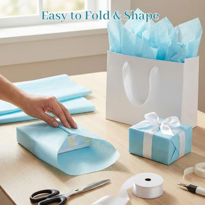 Shindel Light Blue Tissue Paper 120 Sheets, 20 X 14 inch for Gift Bags - color: Blue