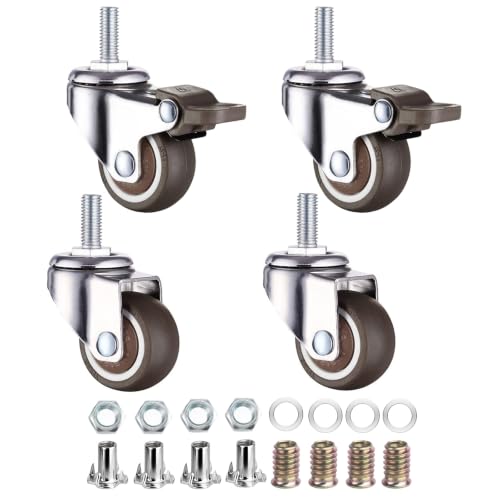 WANLIAN 1.5 Inch Caster Wheels, Metric M8x20mm Threaded Stem Casters Set 4 - style: 1.5 Inch