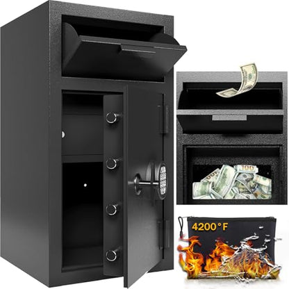 KAER 5.8 Cuft Large Drop Safe for Business with Internal Locker, Heavy Duty Cash Depository Safe with Drop Slot, Steel Money Safe with Anti-Fishing & Alarm for Slips,Documents,Office Church Retail - size: 5.8 Cuft