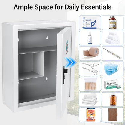 Locking Medicine Cabinet with Combination Lock and Safety Key
