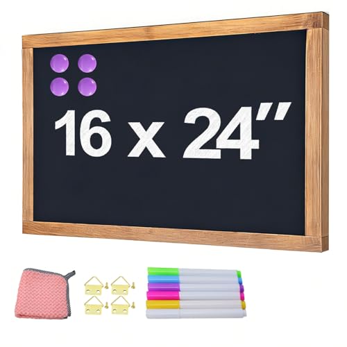 newnewshow 16"x24" Magnetic Chalkboard with Rustic Wood Frame for Wall-Mounted - Multi-Purpose Hanging Sign for Menu, Memo & Doodle - size: 16"W x 24"H